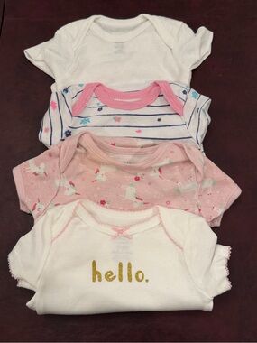 Baby Girl 0-3 Onesie lot of 4